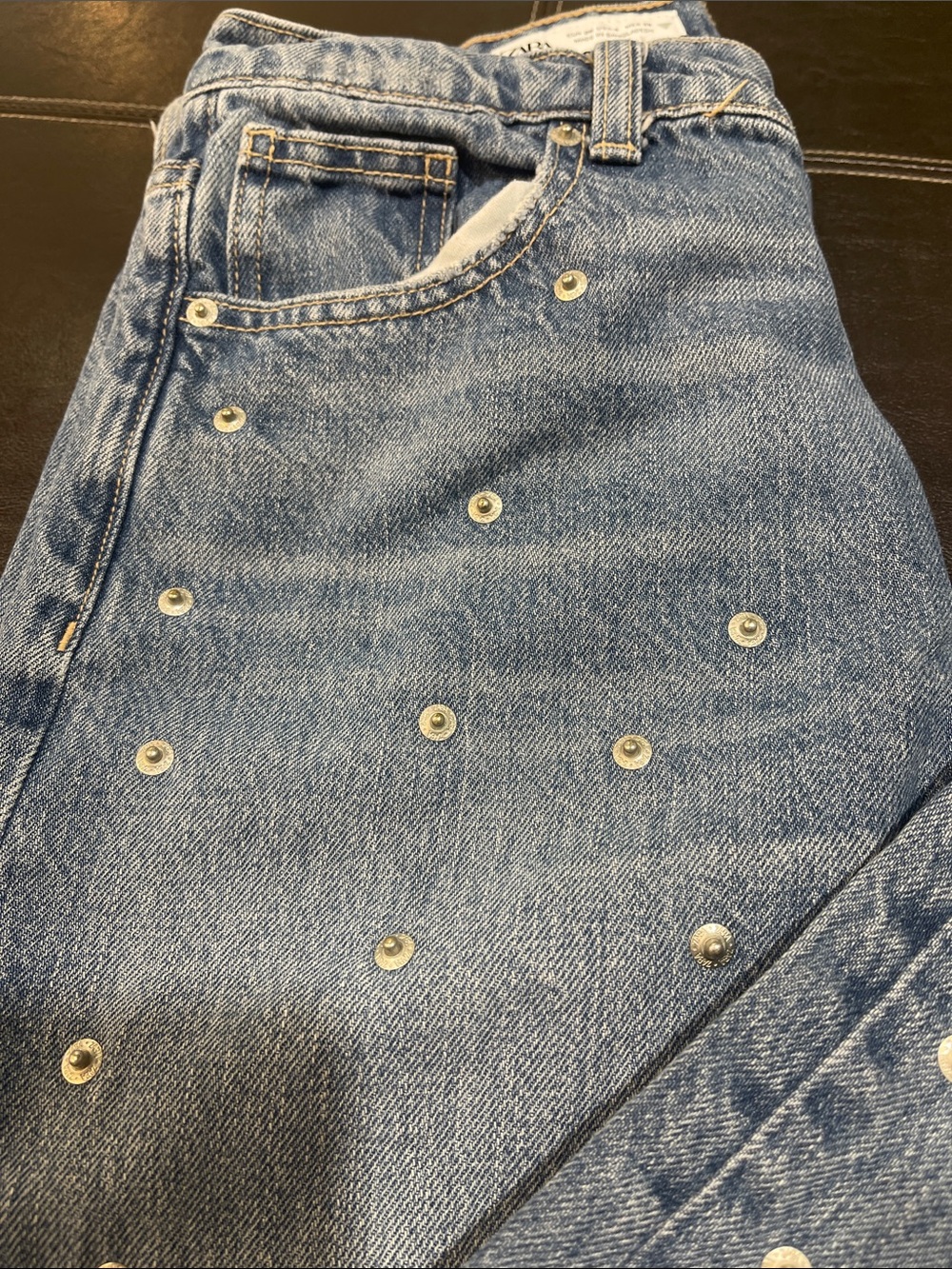 Zara Blue Wide-Leg Jeans with Silver Studs 🇨🇦 - Picture 8 of 11
